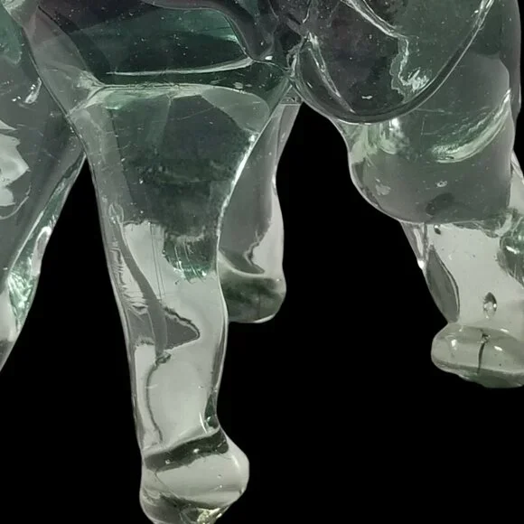 Murano Handblown Green Glass Elephant Figure W/Good Luck White Upward Tusk - Picture 8 of 16